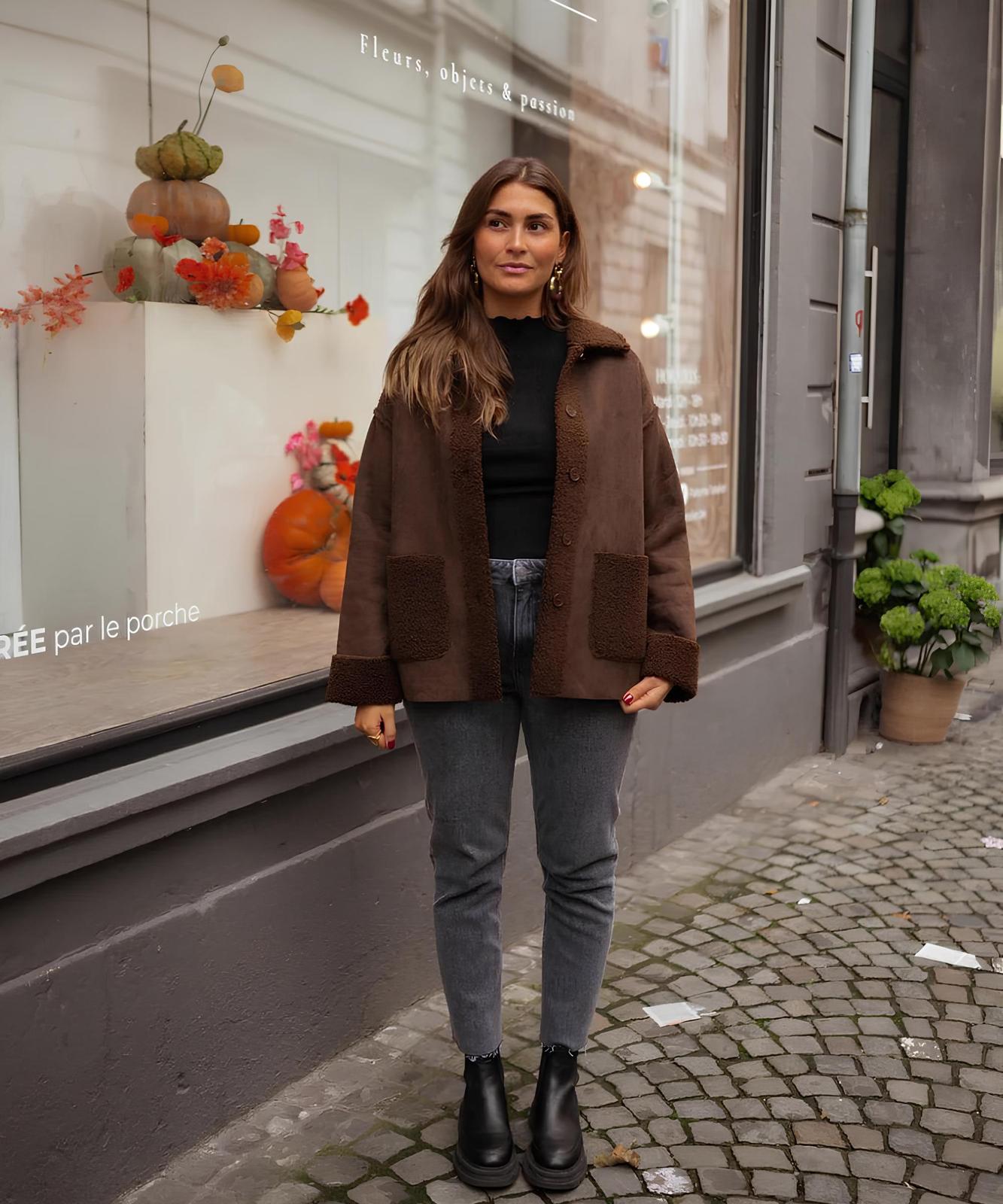 MARLENA™ | Jacke aus Kunstpelz mit Fronttaschen